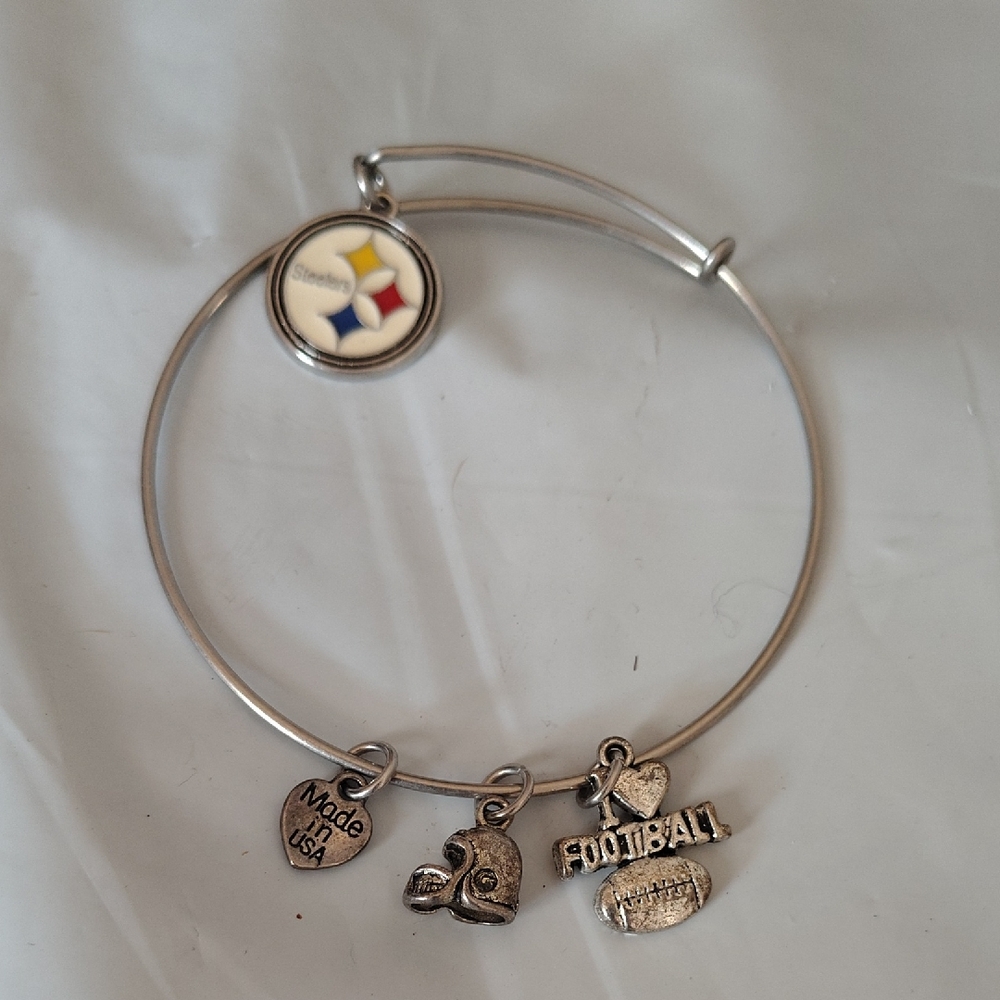 Silver Charm Bracelet with Football Theme